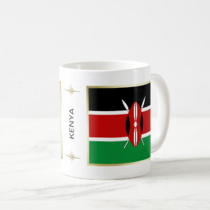 Café Bandera de Kenia + Taza del mapa