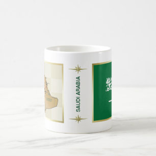 Café Bandera de la Arabia Saudita + Taza del mapa