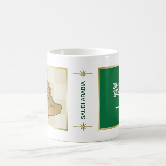 Café Bandera de la Arabia Saudita + Taza del mapa (Centro)