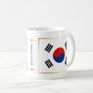 Café Bandera de la Corea del Sur + Taza del mapa