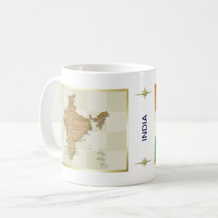Café Bandera de la India + Taza del mapa