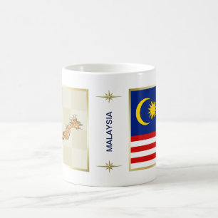 Café Bandera de Malasia + Taza del mapa