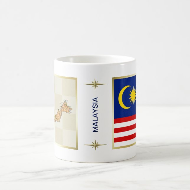 Café Bandera de Malasia + Taza del mapa (Centro)