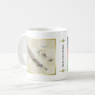 Café Bandera de Nueva Caledonia + Taza del mapa
