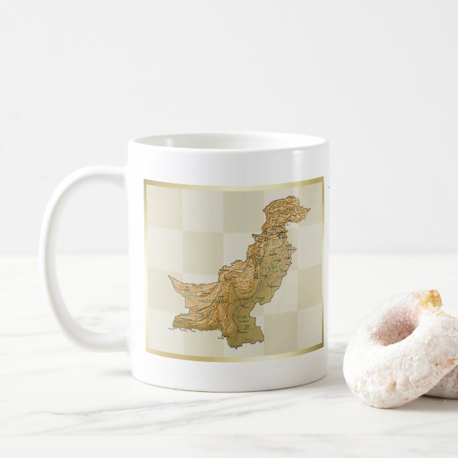 Café Bandera de Paquistán + Taza del mapa (Con donut)