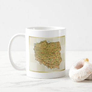 Café Bandera de Polonia + Taza del mapa