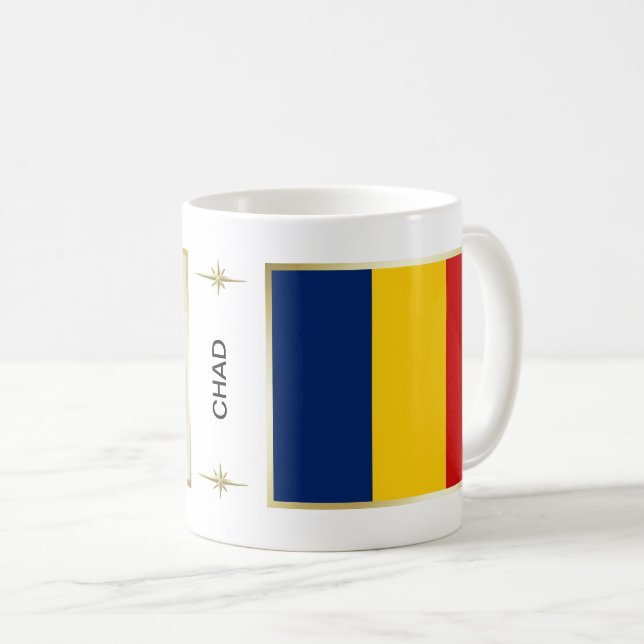Café Bandera de República eo Tchad + Taza del mapa (Anverso derecho)