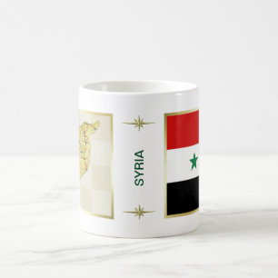Café Bandera de Siria + Taza del mapa