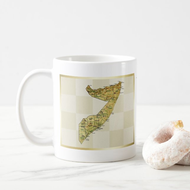 Café Bandera de Somalia + Taza del mapa (Con donut)