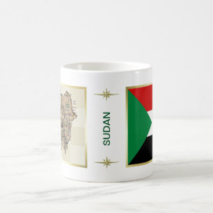 Café Bandera de Sudán + Taza del mapa