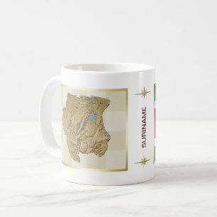 Café Bandera de Suriname + Taza del mapa