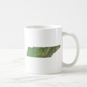 Café Bandera de Tennesseean + Taza del mapa