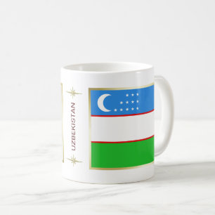 Café Bandera de Uzbekistán + Taza del mapa