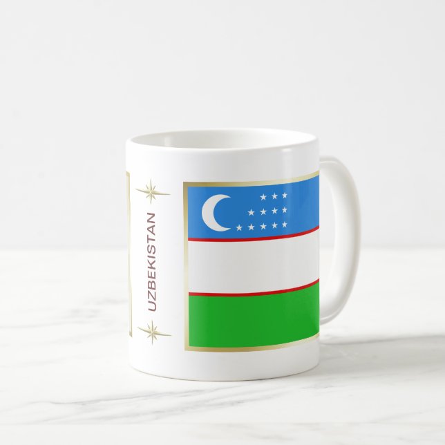 Café Bandera de Uzbekistán + Taza del mapa (Anverso derecho)
