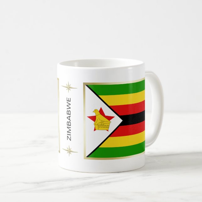 Café Bandera de Zimbabwe + Taza del mapa (Anverso derecho)