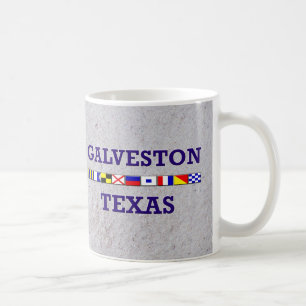 Café Bandera náutica de Galveston - taza de la arena