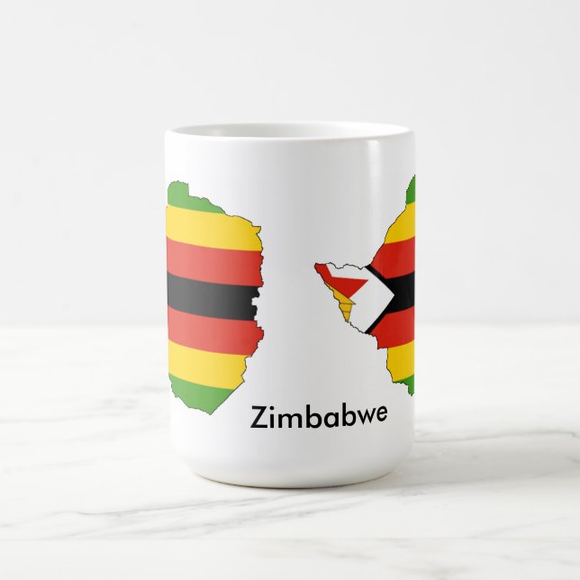 Café Bandera temática de Zimbabwe y taza del mapa (Centro)