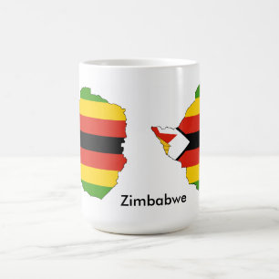 Café Bandera temática de Zimbabwe y taza del mapa