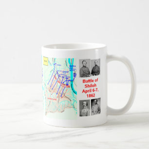Café Batalla de la taza del mapa de Shiloh