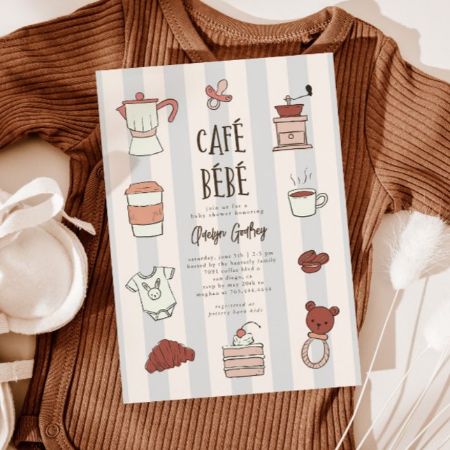 Cafe Bebe Blue Baby Shower Invitación (Subido por el creador)