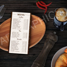 Café, bebidas y menú de té personalizado