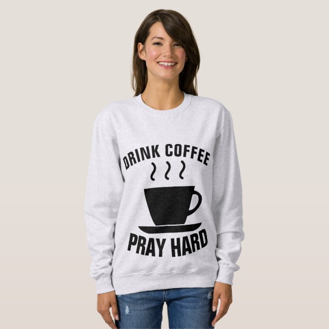 CAFÉ BEBIDO REZAR DURO, camisetas cristianas (Anverso completo)