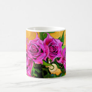 Café Blanco salvaje de los rosas taza de la obra
