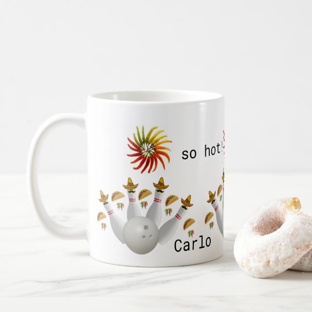 Café Bolos de Boliche Hot Peppers Taza (Con donut)