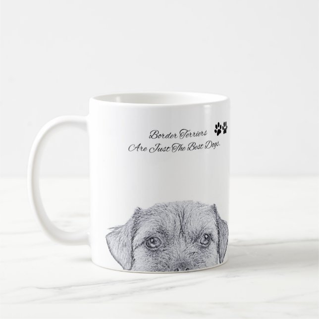 Café Bosquejo del perro de Terrier de frontera, taza (Izquierda)