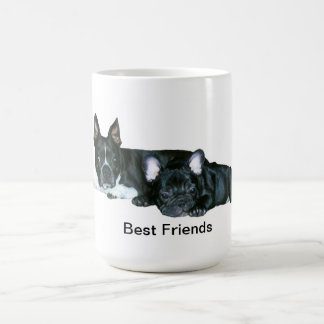 Café Bulldog francés y taza de los mejores amigos de