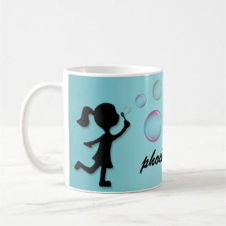 Café Burbujas que soplan - taza personalizada azul de