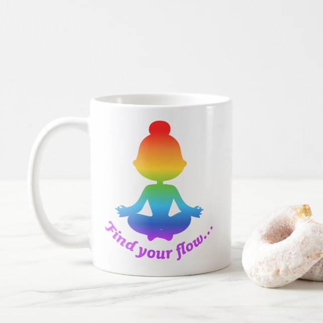 Café Buscar tu taza de flujo (arcoiris) (Con donut)