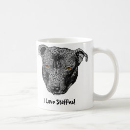 Café Cabeza de Staffie, "amo Staffies!" Taza