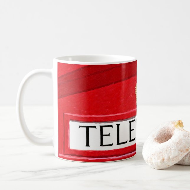 Café Cabina de teléfonos roja - taza británica clásica (Con donut)