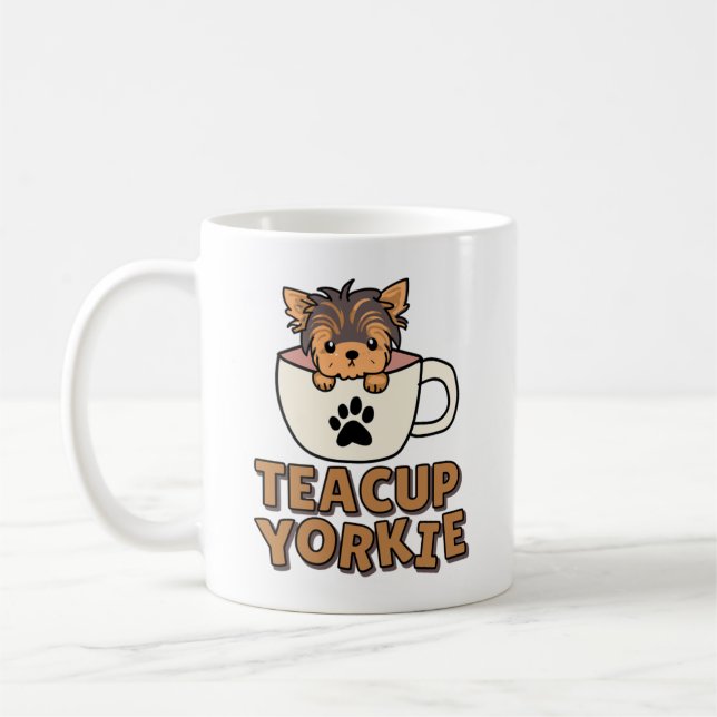 Café cachorro de Yorkie en taza de té (Izquierda)