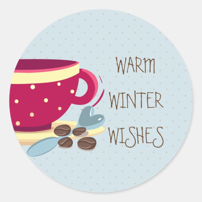 Café caliente pegatinas más cálidos de invierno (Anverso)