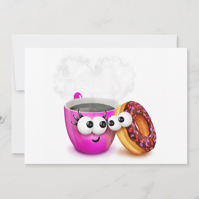 Café Caliente Y Invitaciones De Donut (Anverso)