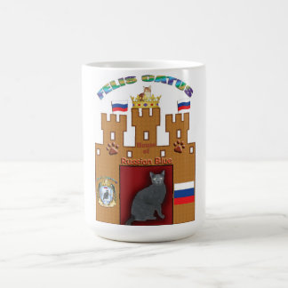 Café Casa de la taza rusa del escudo del gato azul -