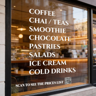 Café Chai Té Ensaladas Panadería Menú Vinilo de Ve