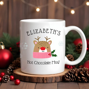 Café Chicas de reno personalizado taza de chocolate cal