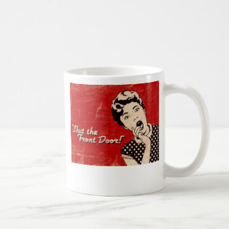 Café Cierre la puerta principal, taza de la cara del