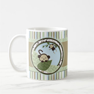 Café Círculos, hojas, rayas y taza del bebé de los