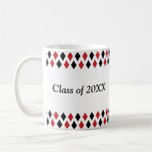 Café Clase personalizada Argyle roja y negra de taza