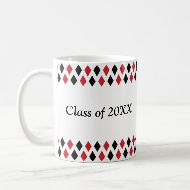 Café Clase personalizada Argyle roja y negra de taza (Izquierda)