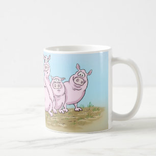 Café Cochinillos y taza lindos de la mariposa