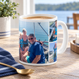 Café Colage de fotos de abuelo y nietos en taza