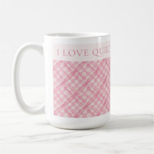 Café COLCHA DE VERIFICACIÓN ROSA Taza Blanca Alta + Tex