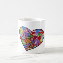 Café Collage del corazón taza blanca clásica de 11