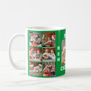 CAFÉ COLLAJE DE FOTOS COMPLETO TAZA NAVIDAD FELIZ VERDE