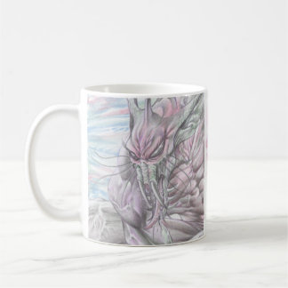 Café Coloree la taza futurista de la ciencia ficción